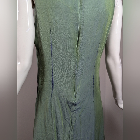 Hurricane Grace Silk Slip Dress Size 8 Green Purple Ombre 90s Minimalist Layered - Picture 3 of 10